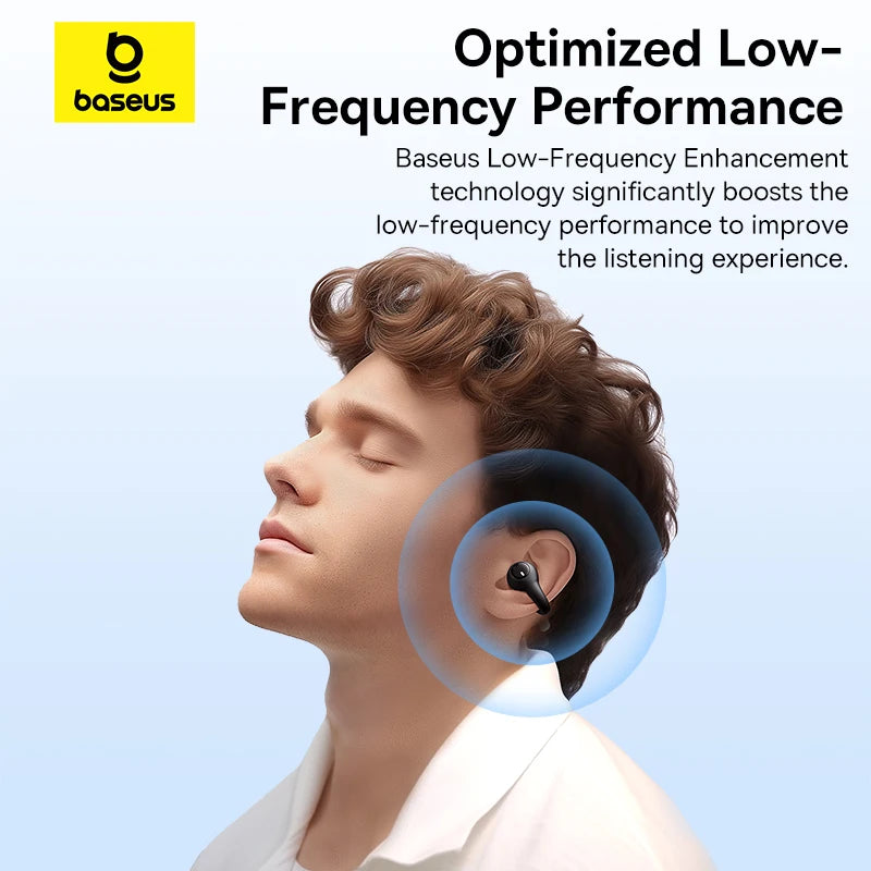 Baseus AirGo AS01 Ear clip Earphones Bluetooth 5.3 Wireless Earphone 2-MIc ENC HD Call Noise Reduction Headphones Sports Earbuds