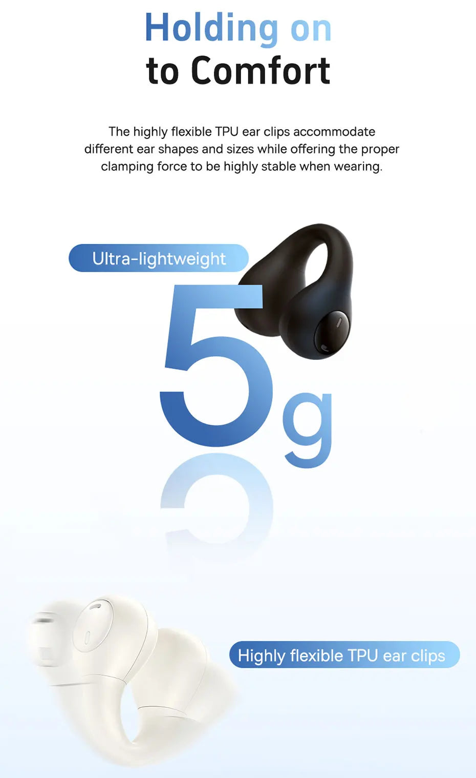 Baseus AirGo AS01 Ear clip Earphones Bluetooth 5.3 Wireless Earphone 2-MIc ENC HD Call Noise Reduction Headphones Sports Earbuds