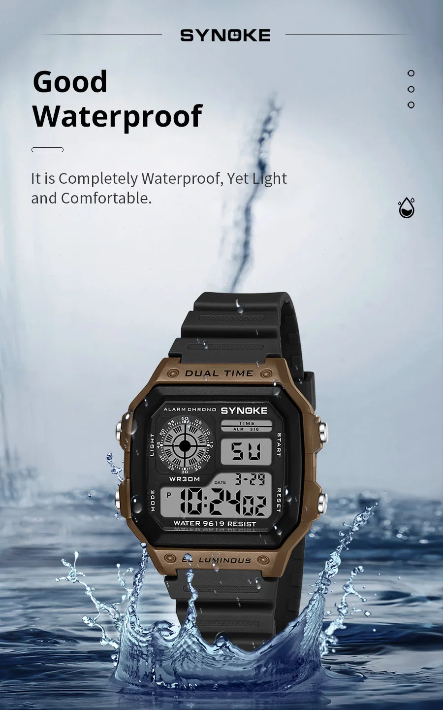Digital Watches Men Sports Luminous Multifunction Waterproof Women Wristwatch Outdoor and Running Student Seven Lights Synoke