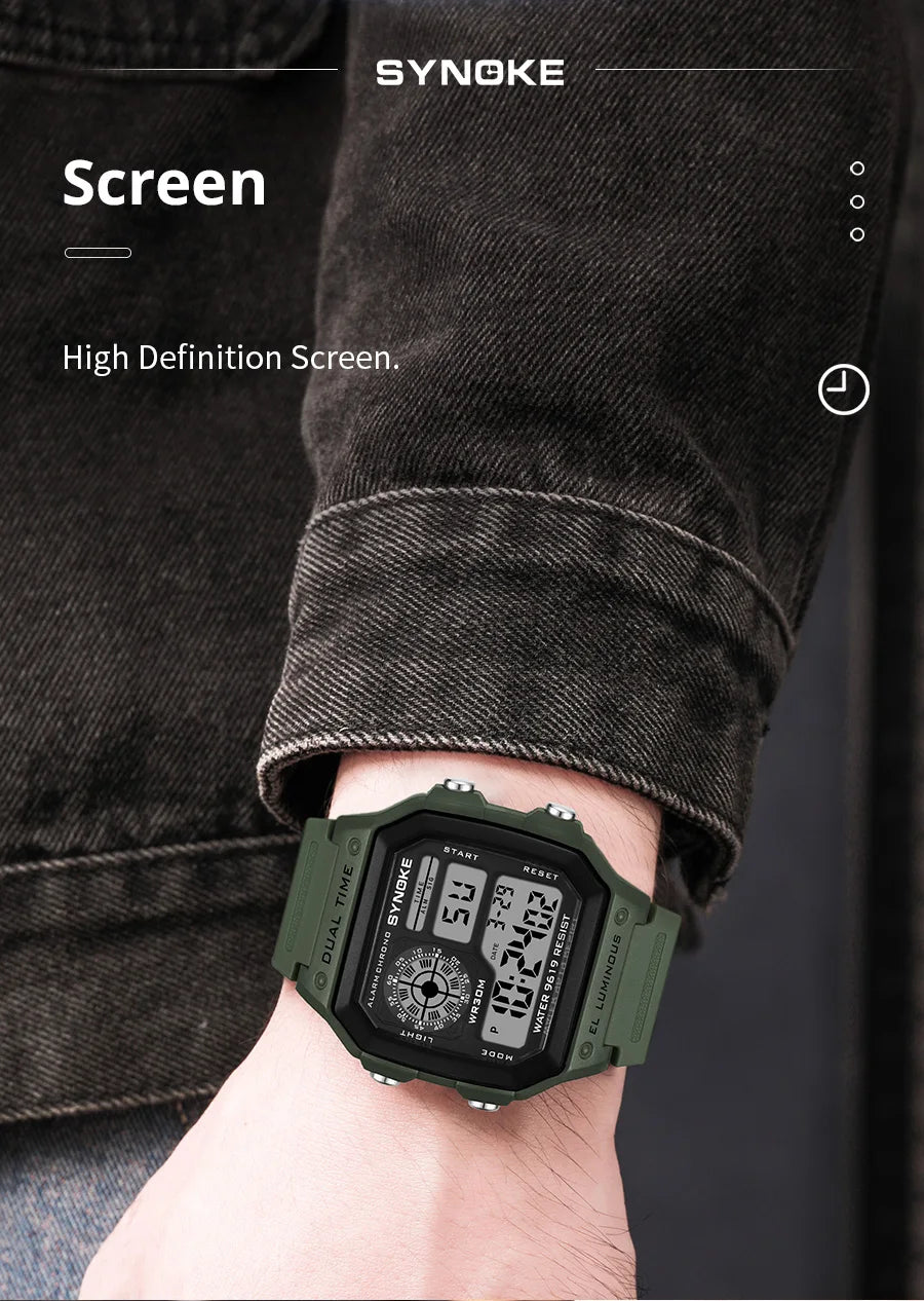 Digital Watches Men Sports Luminous Multifunction Waterproof Women Wristwatch Outdoor and Running Student Seven Lights Synoke