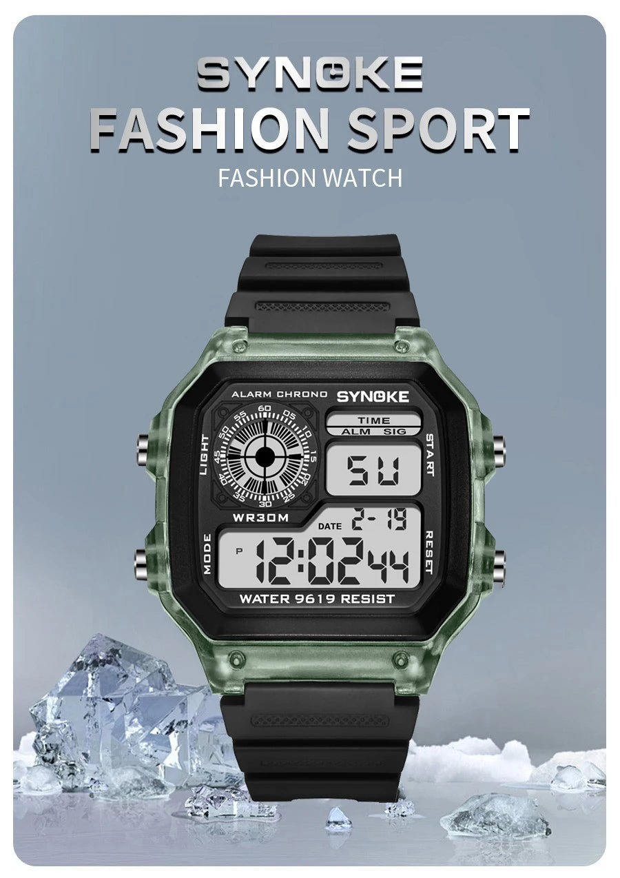 Digital Watches Men Sports Luminous Multifunction Waterproof Women Wristwatch Outdoor and Running Student Seven Lights Synoke