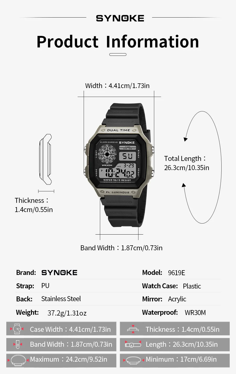 Digital Watches Men Sports Luminous Multifunction Waterproof Women Wristwatch Outdoor and Running Student Seven Lights Synoke