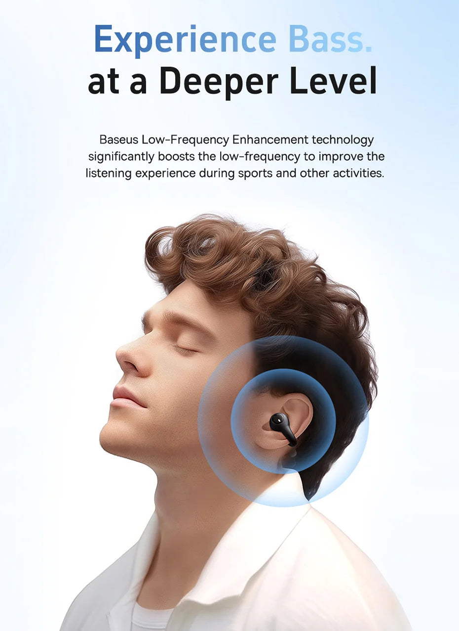 Baseus AirGo AS01 Ear clip Earphones Bluetooth 5.3 Wireless Earphone 2-MIc ENC HD Call Noise Reduction Headphones Sports Earbuds