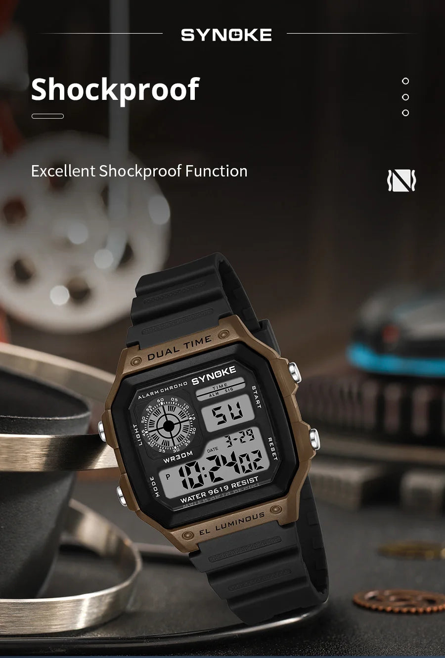 Digital Watches Men Sports Luminous Multifunction Waterproof Women Wristwatch Outdoor and Running Student Seven Lights Synoke