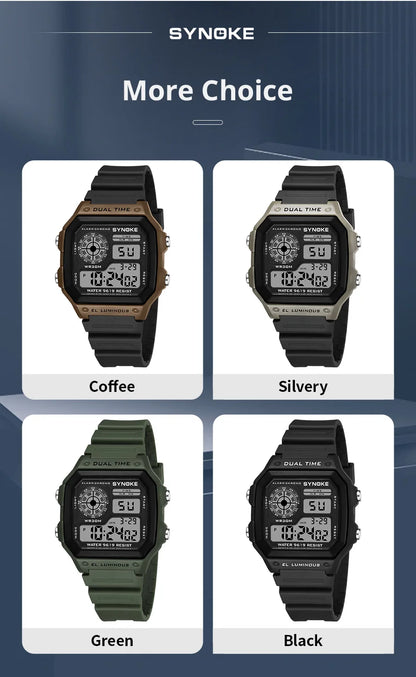Digital Watches Men Sports Luminous Multifunction Waterproof Women Wristwatch Outdoor and Running Student Seven Lights Synoke