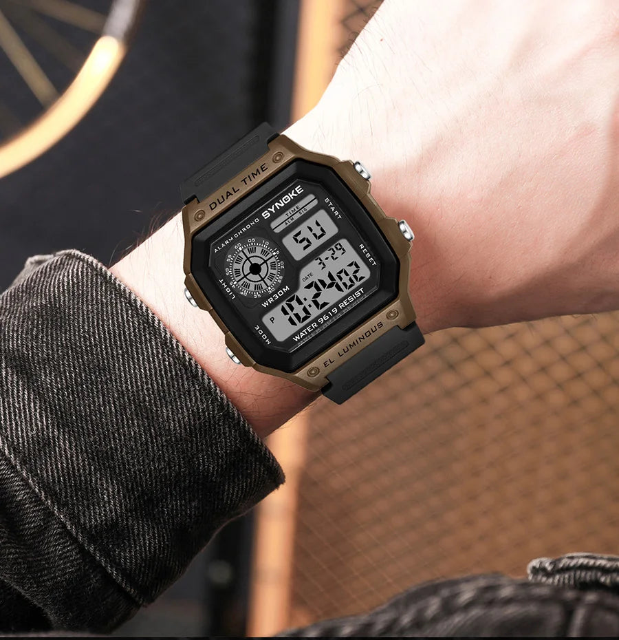 Digital Watches Men Sports Luminous Multifunction Waterproof Women Wristwatch Outdoor and Running Student Seven Lights Synoke