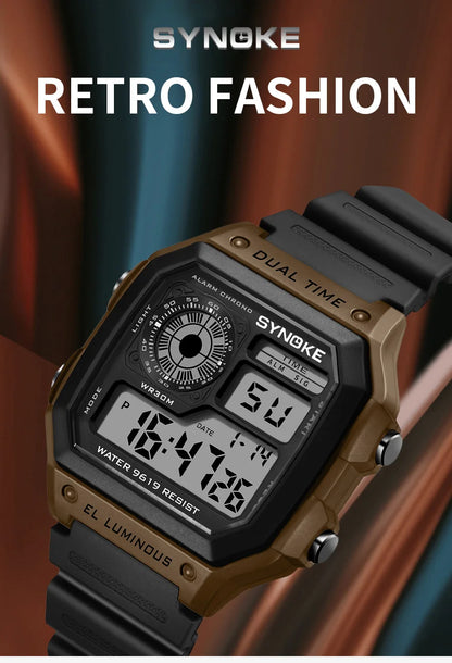 Digital Watches Men Sports Luminous Multifunction Waterproof Women Wristwatch Outdoor and Running Student Seven Lights Synoke